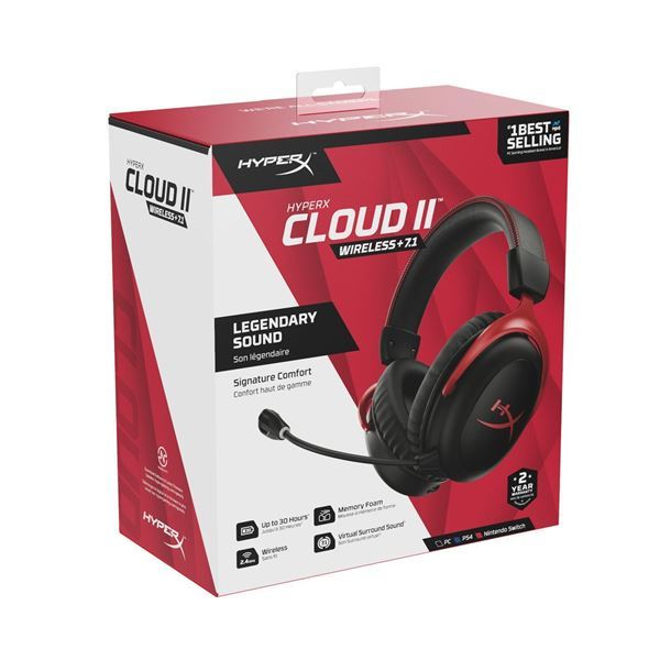 Imagen de Auricular Hyperx Cloud II Inalámbrico 7.1 HHSC2X-BA-RD/G
