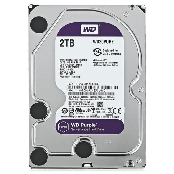 Imagen de Disco Duro Western 2TB Purple Surveillance WD20PURZ