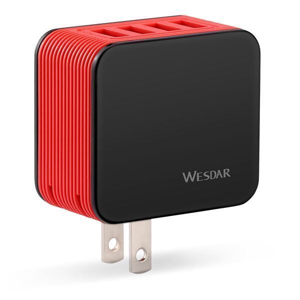Imagen de Cargador Wesdar 4 Puertos Ac11 Black + Red