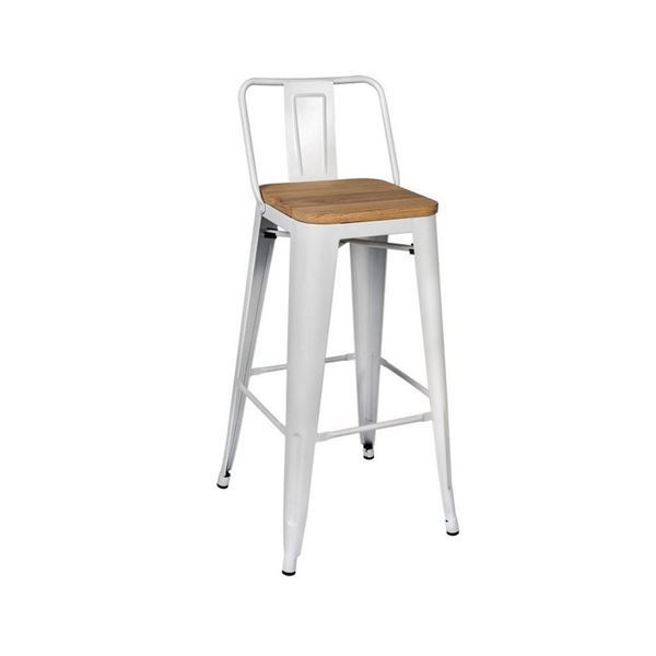 Imagen de Silla Alta Tolix Blanca C/asiento De Madera
