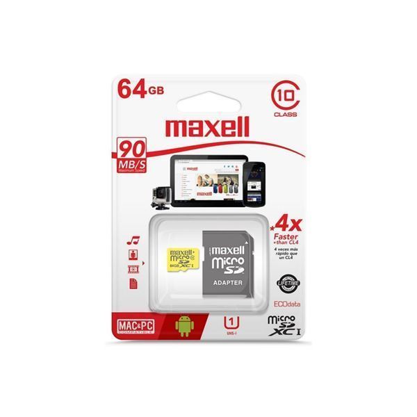 Imagen de Memoria Mic Sd Maxell Xc 64gb C10 C/adaptador