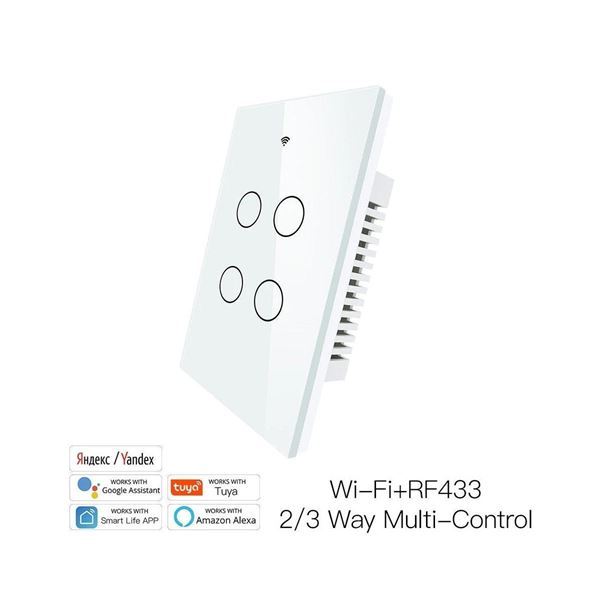 Imagen de Interruptor Tactil De Pared 4 Botones Wifi + RF433