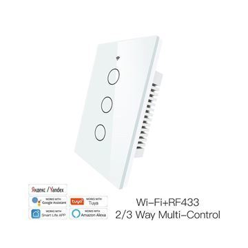 Imagen de Interruptor Tactil De Pared 3 Botones Wifi + RF433