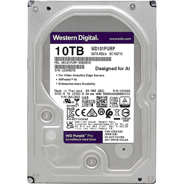 Imagen de Western Digital 10TB Purple PRO Disco Duro WD101PURP