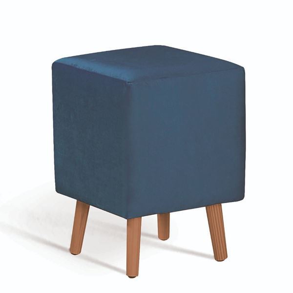 Imagen de Puff Cube Velvet Azul