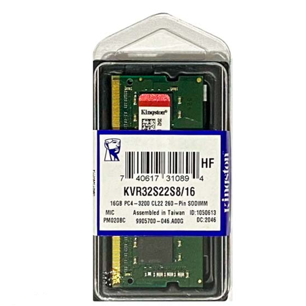 Imagen de Kingston 16gb Ddr4 3200 Sodimm Notebook KVR32S22S8/16