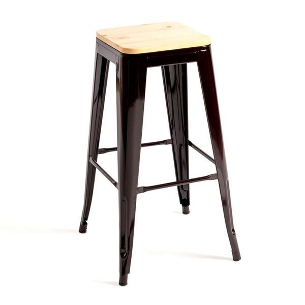 Imagen de Banco Alto Tolix c/Asiento De Madera Negro