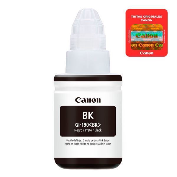 Imagen de Botella De Tinta Canon Negro GI-190 Bk 135ml