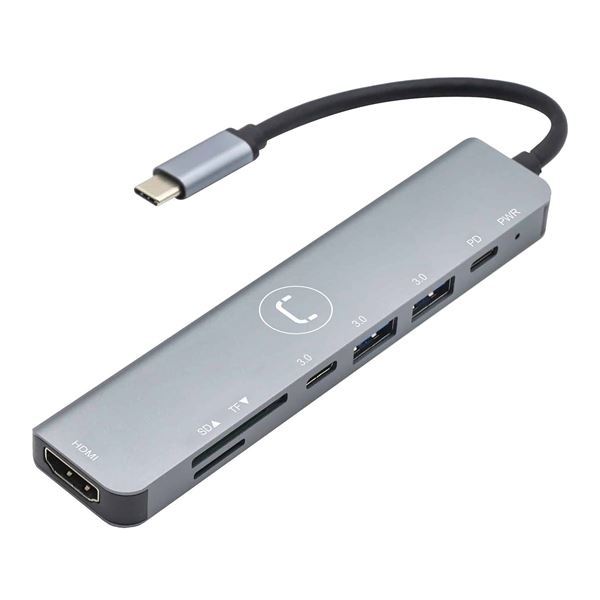 Imagen de Hub Usb C 7en1 Unno Hb1107sv Hdmi Usb Lector De Tarjetas