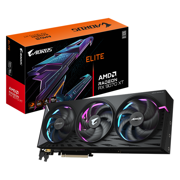 Imagen de Gigabyte AORUS RX 9070 XT ELITE 16 GB GDDR6 GV-R9070XTAORUS E-16GD