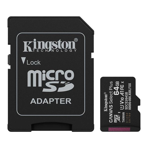 Imagen de Memoria Micro Sd Kingston Sdcs3/64gb 100mb/s