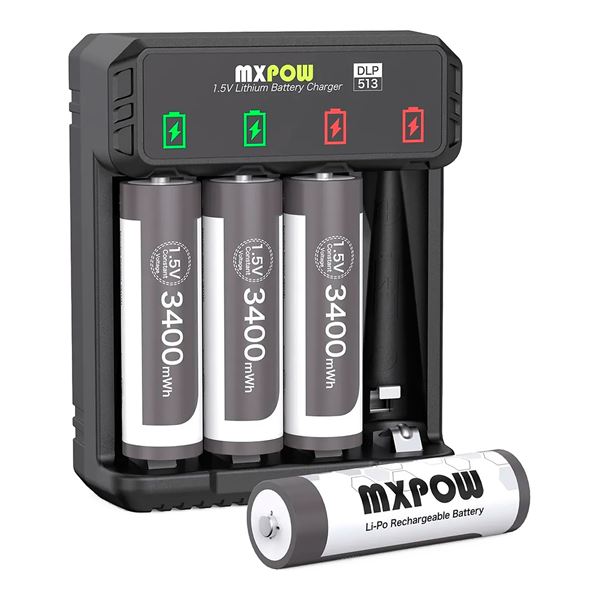 Imagen de Cargador Mxpow Para 4 Pilas AA + 4 Pilas AA 1,5v 3400mwh
