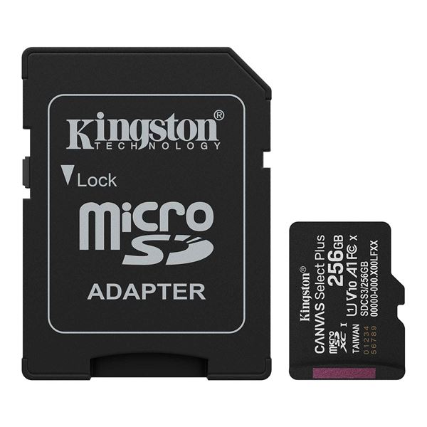 Imagen de Memoria Micro Sd Kingston Sdcs3/256gb 100mb/s