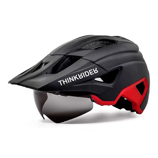 Imagen de Casco Para Ciclista Thinkrider Con Lentes Visera Y Luz Trasera