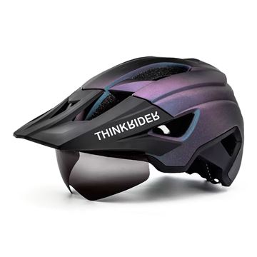 Imagen de Casco Para Ciclista Thinkrider Con Lentes Visera Y Luz Trasera