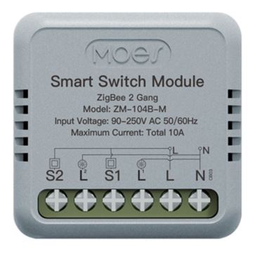 Imagen de Switch Domótica Moes ZM-104B-M Mini 2 Gang Zigbee