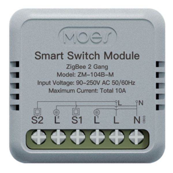 Imagen de Switch Domótica Moes ZM-104B-M Mini 2 Gang Zigbee