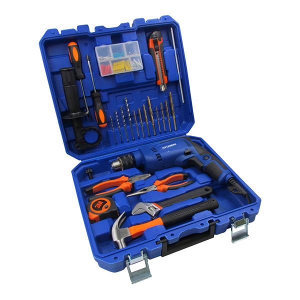 Imagen de Kit Taladro Percutor Hyundai 600W + Valija C/Herramientas 78Pcs