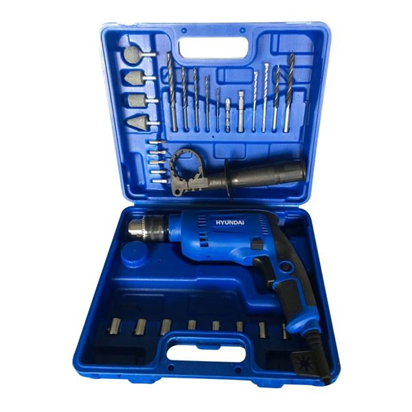 Imagen de Kit Taladro Percutor Hyundai 600W + Valija C/Herramientas 29Pcs