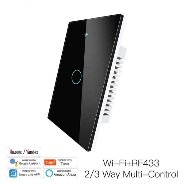 Imagen de Interruptor Moes US2 WiFi/RF Táctil 1 B. Tuya Negr