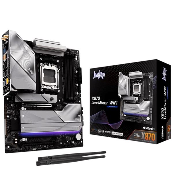 Imagen de Motherboard AMD AM5 DDR5 X870 Livemixer Wifi Asrock