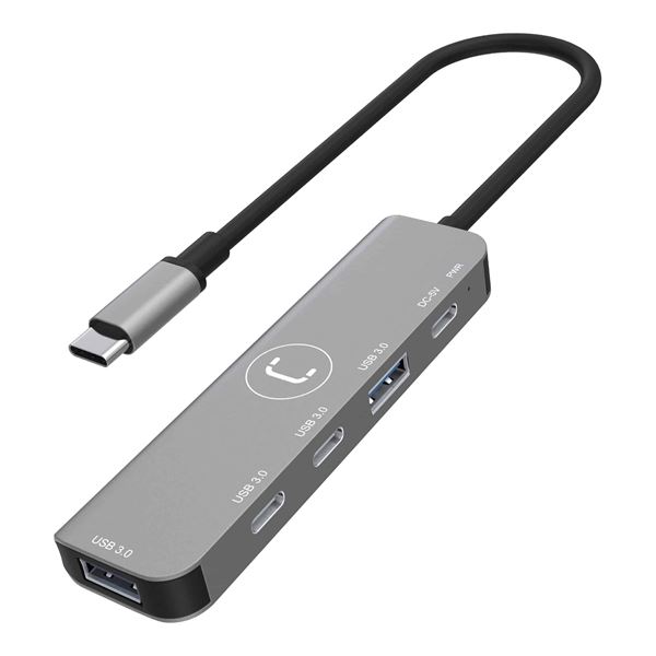 Imagen de Hub 4 Puertos Unno Hb1012gy 2 Usb C / 2 Usb A