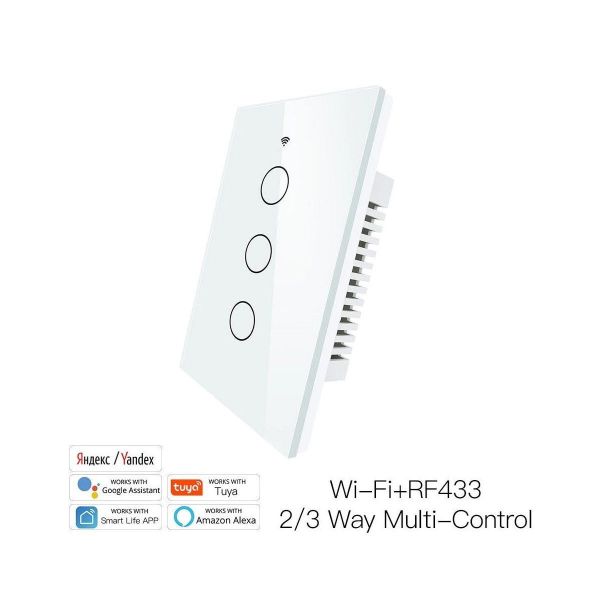Imagen de Interruptor Tactil De Pared 3 Botones Wifi + RF433