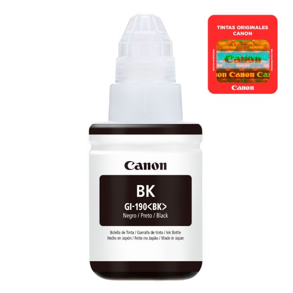 Imagen de Botella De Tinta Canon Negro GI-190 Bk 135ml