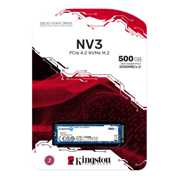 Imagen de Kingston NV3 SSD NVMe 500GB 5,000MB/s SNV3S/500G