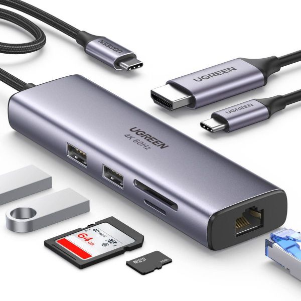 Imagen de Ugreen Hub 7 En 1 Gigabit Ethernet/pd/hdmi 4k/sd