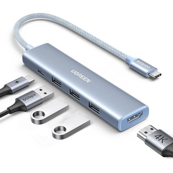 Imagen de Ugreen Hub Usbc Hdmi 4k 5 En 1 Blue