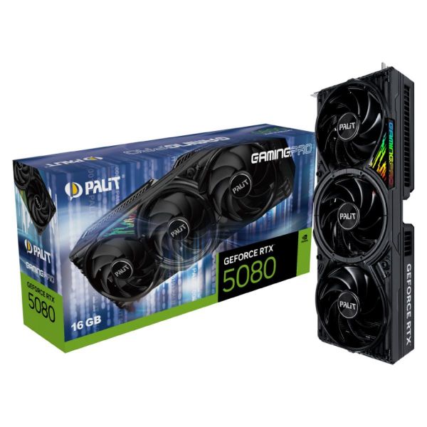 Imagen de Palit RTX 5080 Gaming Pro 16GB GDDR6X Triple Ventilador Negro NE75080019T2-GB2031A