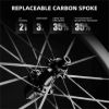 Imagen de Ruedas Rockbros T700 Rayos de Carbono 55mm