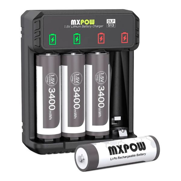 Imagen de Cargador Mxpow Para 4 Pilas AA + 4 Pilas AA 1,5v 3400mwh