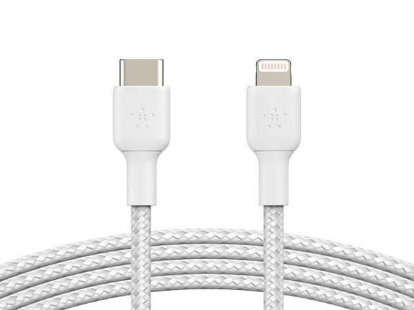 Imagen de Belkin BoostCharge - Cable Lightning - 24 pin USB-C macho a Lightning macho - 1 m - blanco - suministro de potencia USB (18W)
