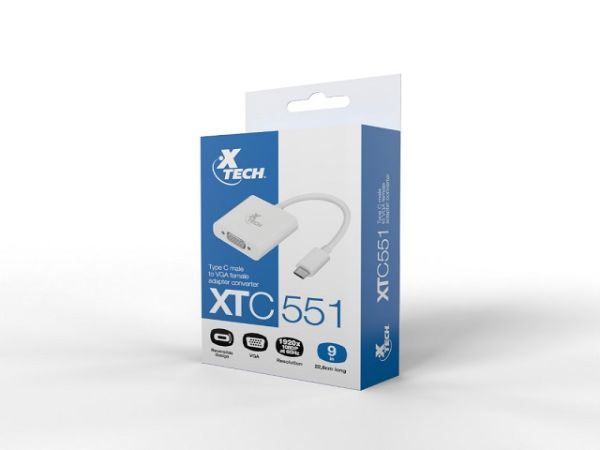 Imagen de Xtech - Display adapter - USB Type C - VGA - Glossy white - XTC-551