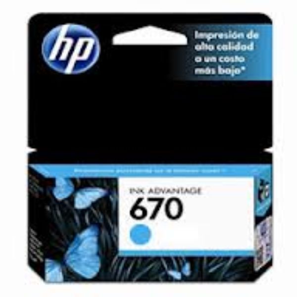 Imagen de HP 670 - Cián - original - Ink Advantage - cartucho de tinta - para Deskjet Ink Advantage 3525, Ink Advantage 46XX, Ink Advantage 5525, Ink Advantage 6525