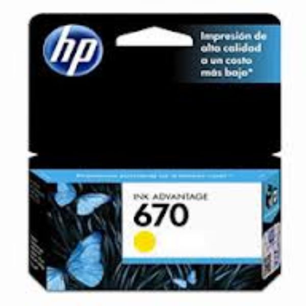 Imagen de HP 670 - Amarillo - original - Ink Advantage - cartucho de tinta - para Deskjet Ink Advantage 3525, Ink Advantage 46XX, Ink Advantage 5525, Ink Advantage 6525