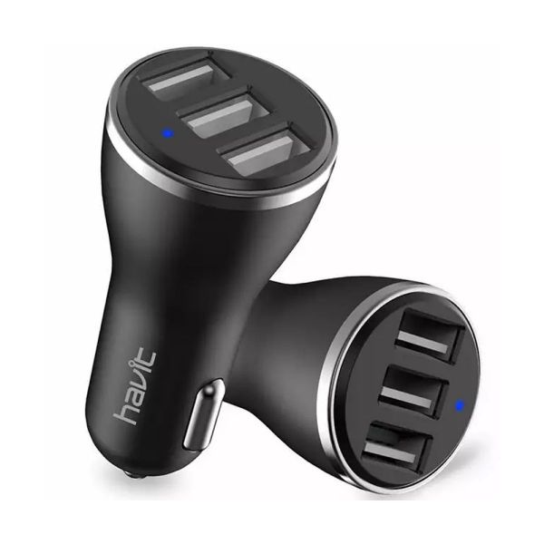 Imagen de Cargador De Auto Havit 3 Puertos H212 Grey
