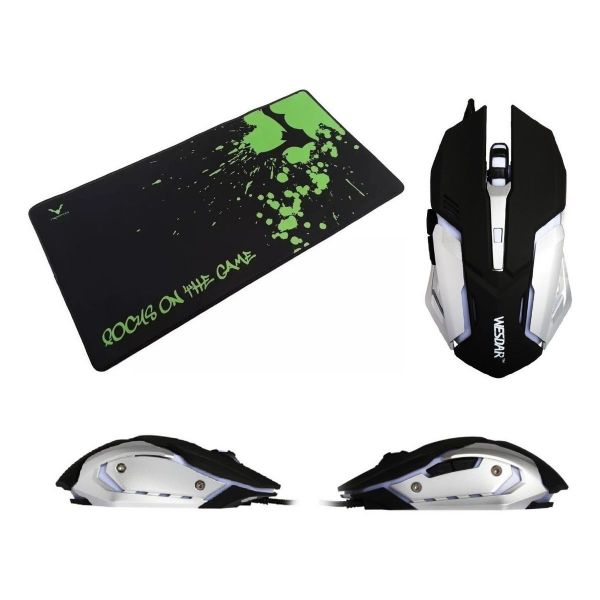 Imagen de Combo Wesdar X2 Gaming Mouse/mousepad Black/silver