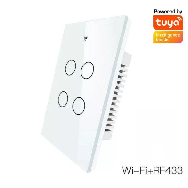 Imagen de Interruptor Tactil De Pared 4 Botones Wifi + RF433