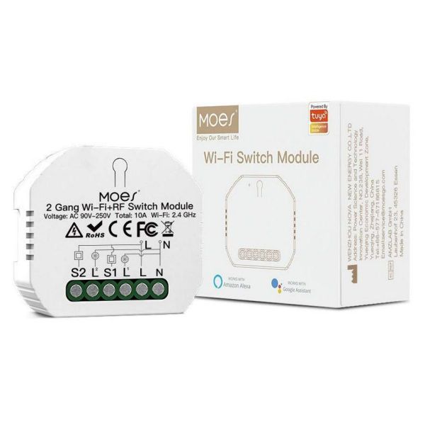 Imagen de Switch Diy Mini 2 Gang Wifi + Rf433 Tuya Smart