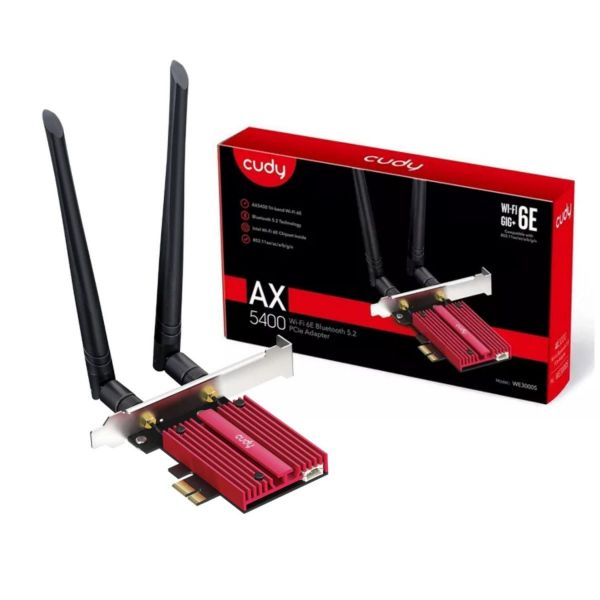 Imagen de Adapt Cudy Pcie Wifi 6e Ax5400 + Bt 5.2 Tri Band