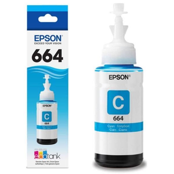 Imagen de Epson T664 - Cián - original - recarga de tinta - para Epson L380, L386, L395, L495; EcoTank ET-2600, 2650, L1455, L396, L606, L656