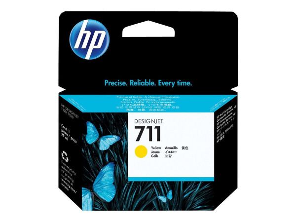Imagen de HP 711 - 29 ml - amarillo - original - DesignJet - cartucho de tinta - para DesignJet T100, T120, T120 ePrinter, T125, T130, T520, T520 ePrinter, T525, T530