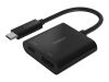 Imagen de Belkin USB-C to HDMI + Charge Adapter - Conversor de interfaz de vídeo - USB-C (M) a HDMI, USB-C (solo alimentación) (H) - negro - compatibilidad con 4K, USB Power Delivery (60W)