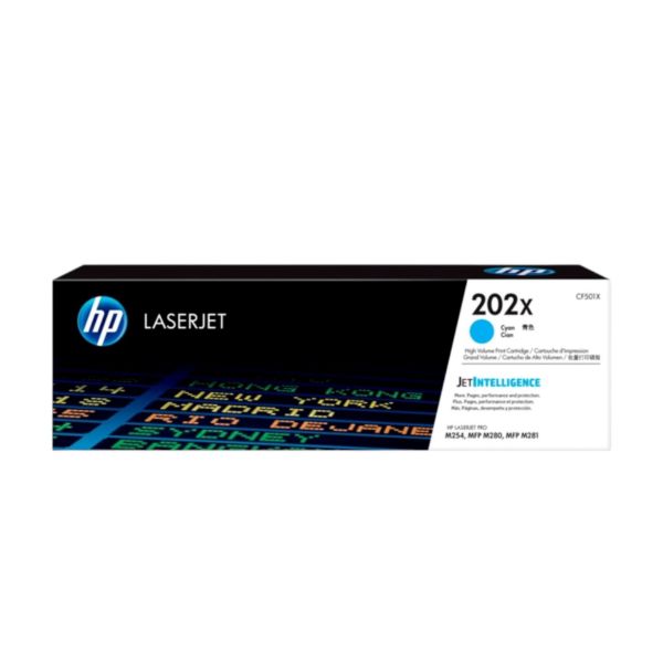 Imagen de HP 202X Toner Cian CF501X — Cartucho de Tóner LaserJet Alta Capacidad