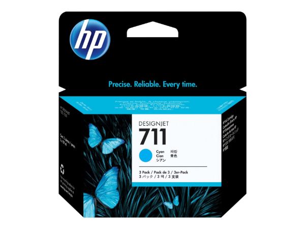 Imagen de Cartucho HP 711 Cián 29ml x3 Original | DesignJet T120 T130 T520 T530 | CZ134A