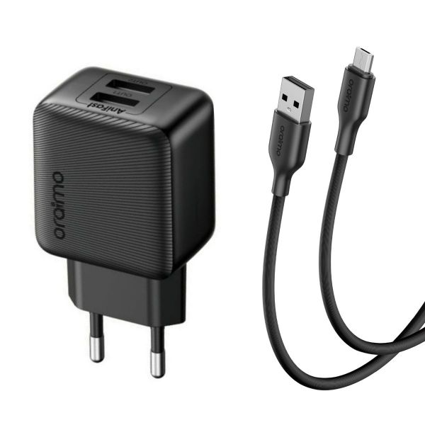 Imagen de Kit Oraimo Cargador 2usb-a 12wfast + Cable Mic.usb