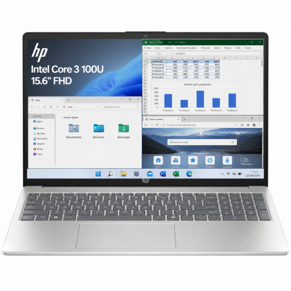 Imagen de Notebook HP Intel Core 3 8GB 512GB 15.6" FHD Español